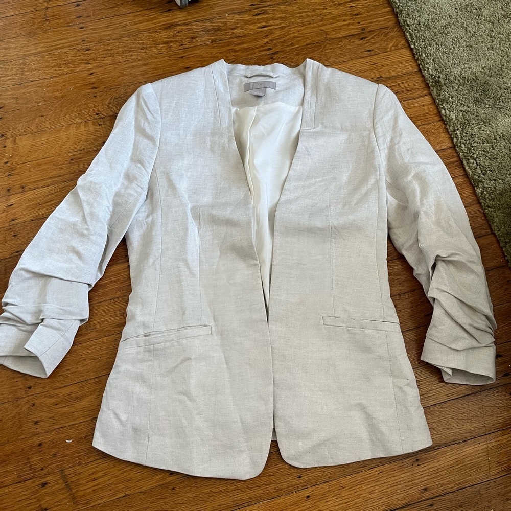Linen Blend H&M Cream Beige Blazer size 2